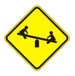 Parks safety zone signs with seesaw
