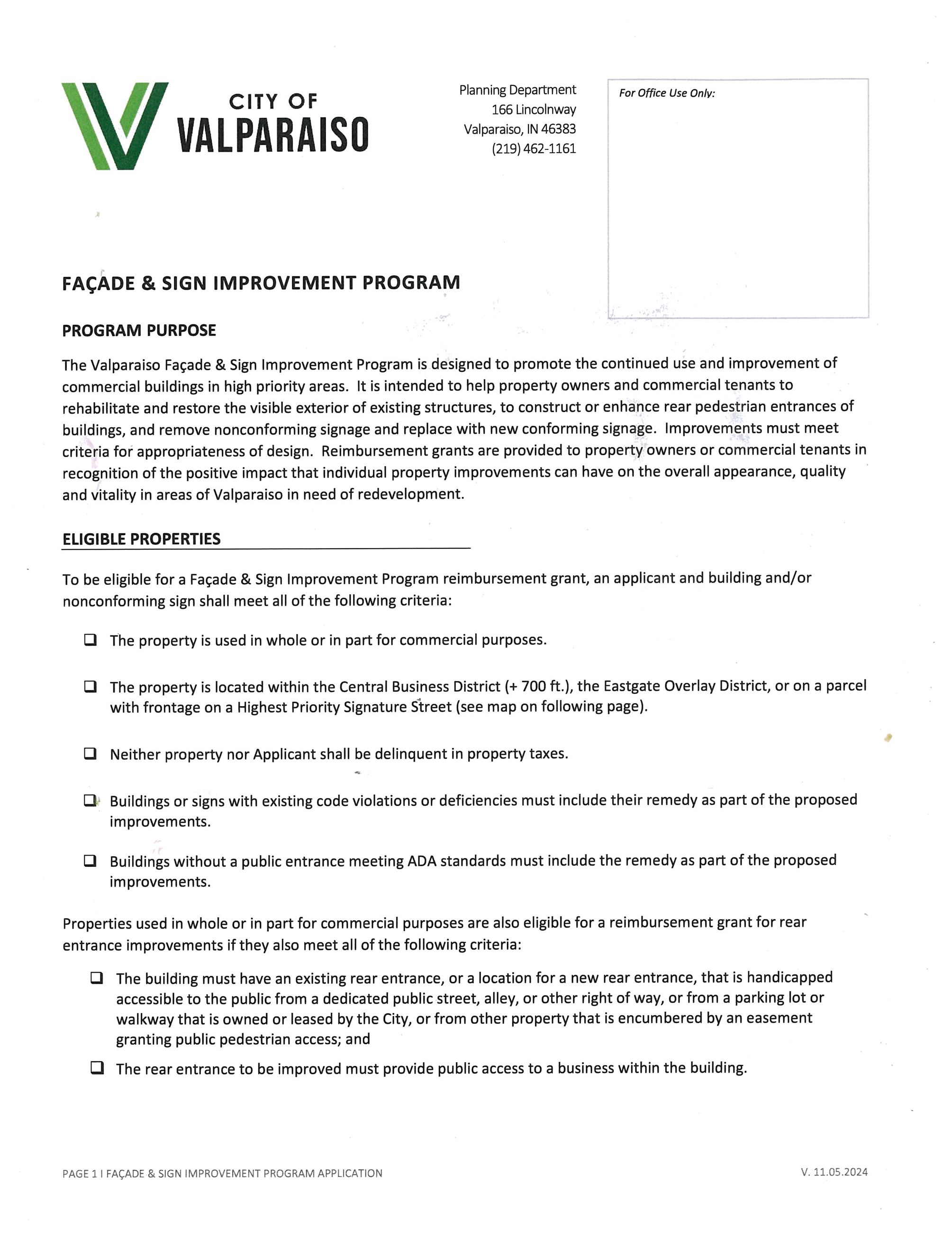 Facade Improvement Program Application_Updated 11062024 Page 001